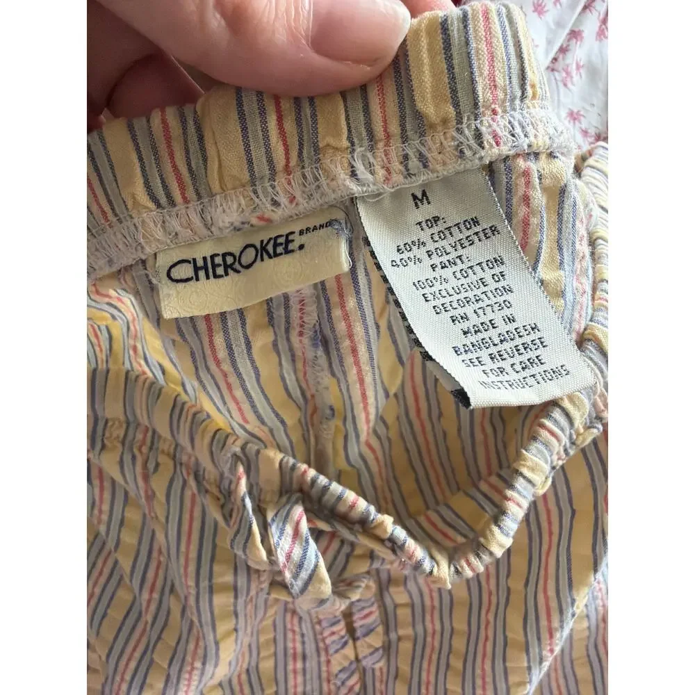 Vintage Cherokee Pastel Stripe Pull-On Shorts Women’s Medium Cottagecore Lounge - Picture 4 of 4